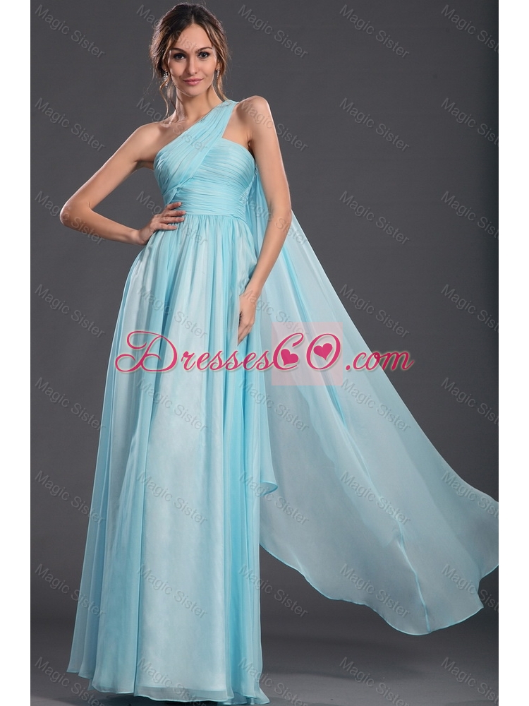 Wonderful Light Blue Prom Dress with Watteau Train