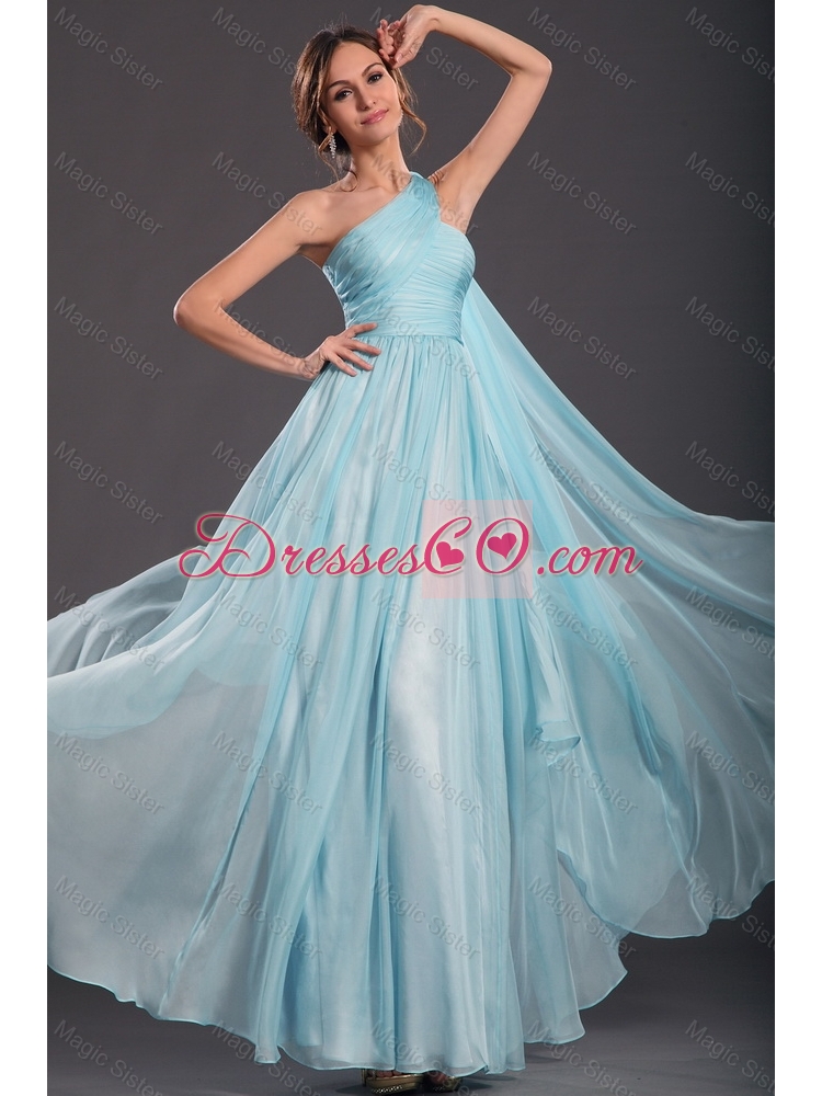 Wonderful Light Blue Prom Dress with Watteau Train