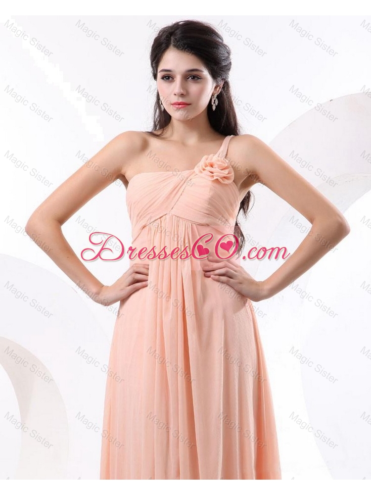 Discount One Shoulder Prom Dress with Hand Made Flowers