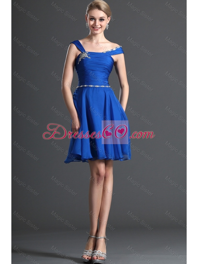 Discount Straps Beading Royal Blue Short Prom Dress