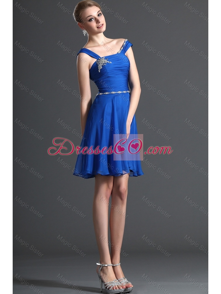 Discount Straps Beading Royal Blue Short Prom Dress