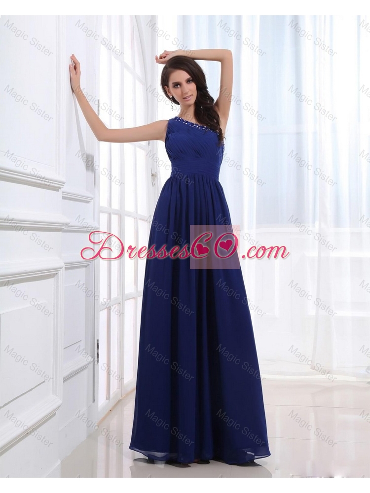 Fashionable Empire One Shoulder Prom Gowns with Beading