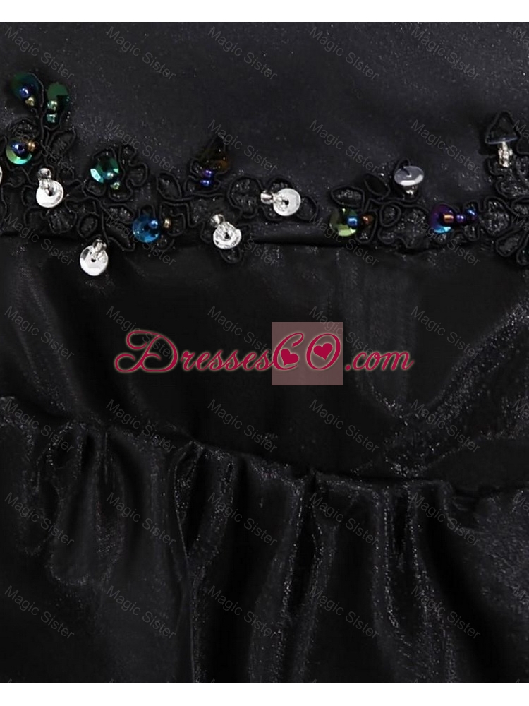 Gorgeous High Low Black Prom Gowns with Beading and Ruffles