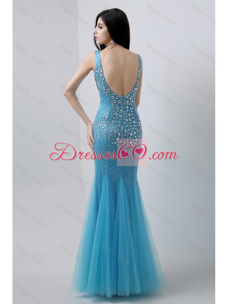 Luxurious Gorgeous Exclusive Mermaid Beaded Prom Dress with V Neck