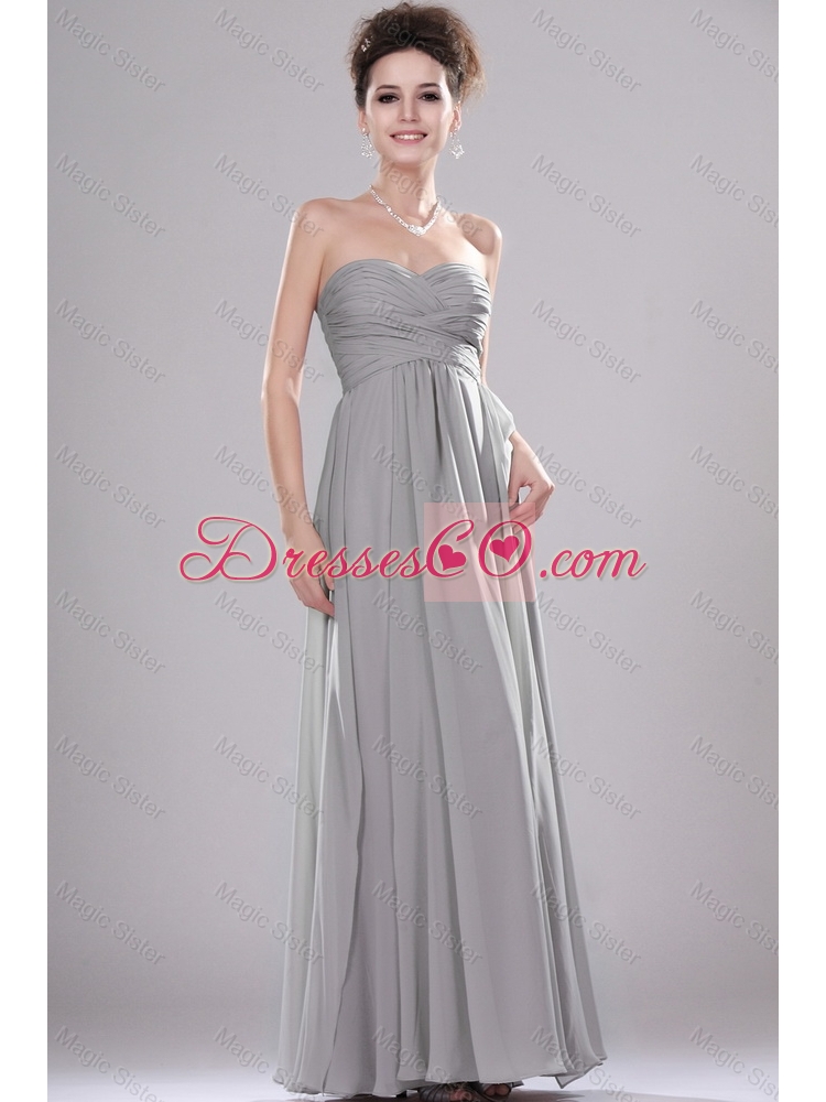 Most Popular Chiffon Grey Prom Dress with Ruching for
