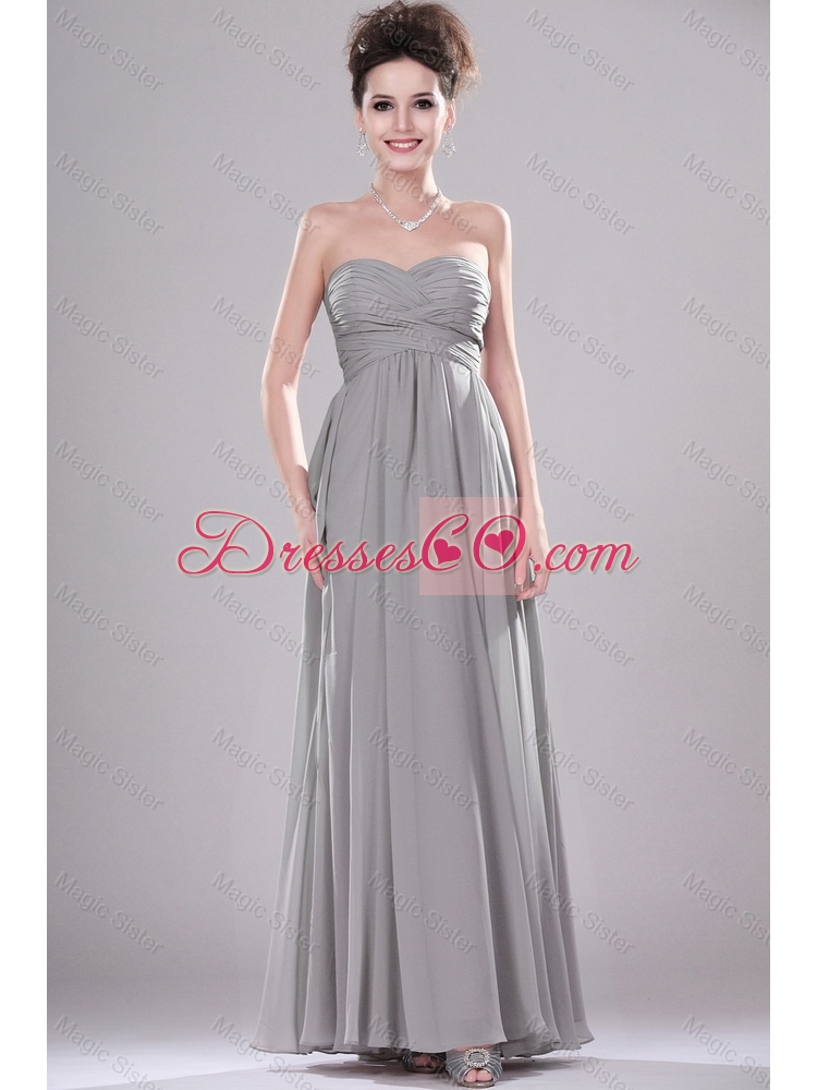 Most Popular Chiffon Grey Prom Dress with Ruching for