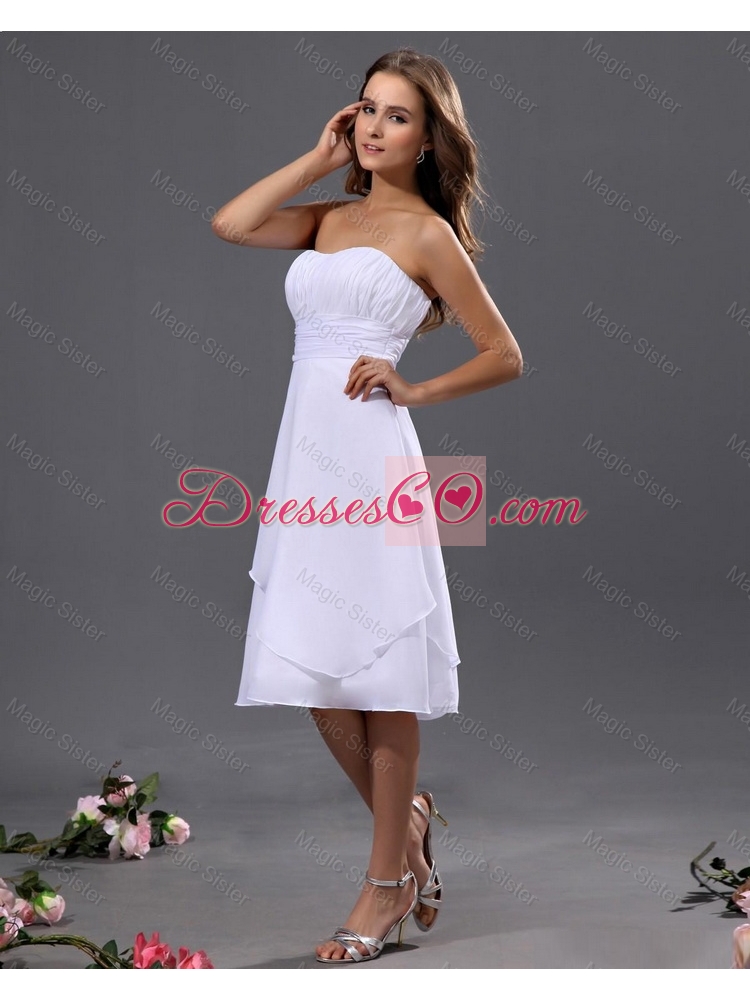 Romantic Ruching Short Prom Dress in White