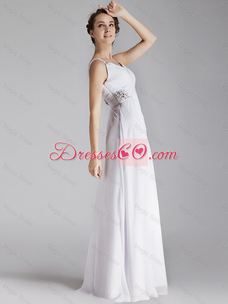 Beautiful Straps Brush Train Prom Gowns with Side Zipper