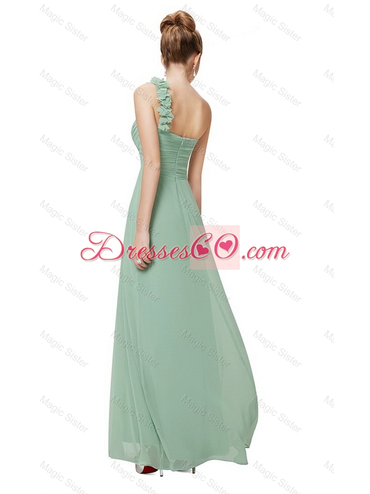 Classical One Shoulder Prom Dress with Hand Made Flowers