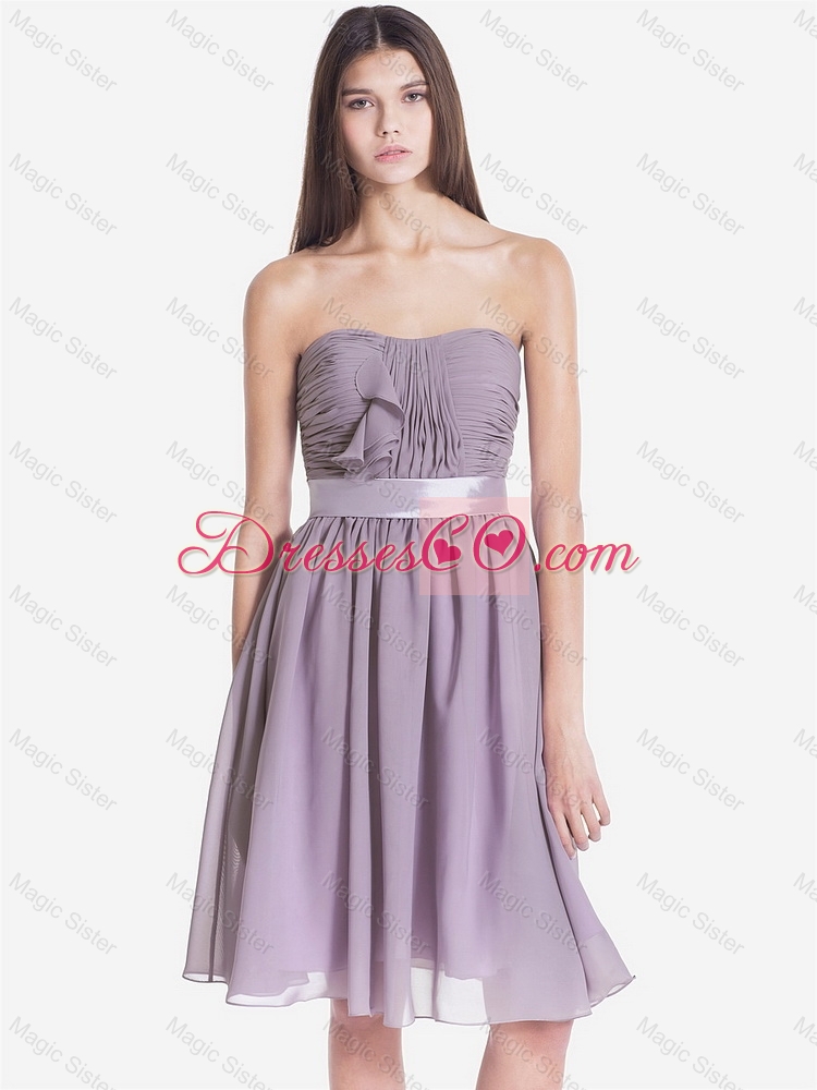 Exquisite Strapless Short Prom Dress with Belt and Ruching