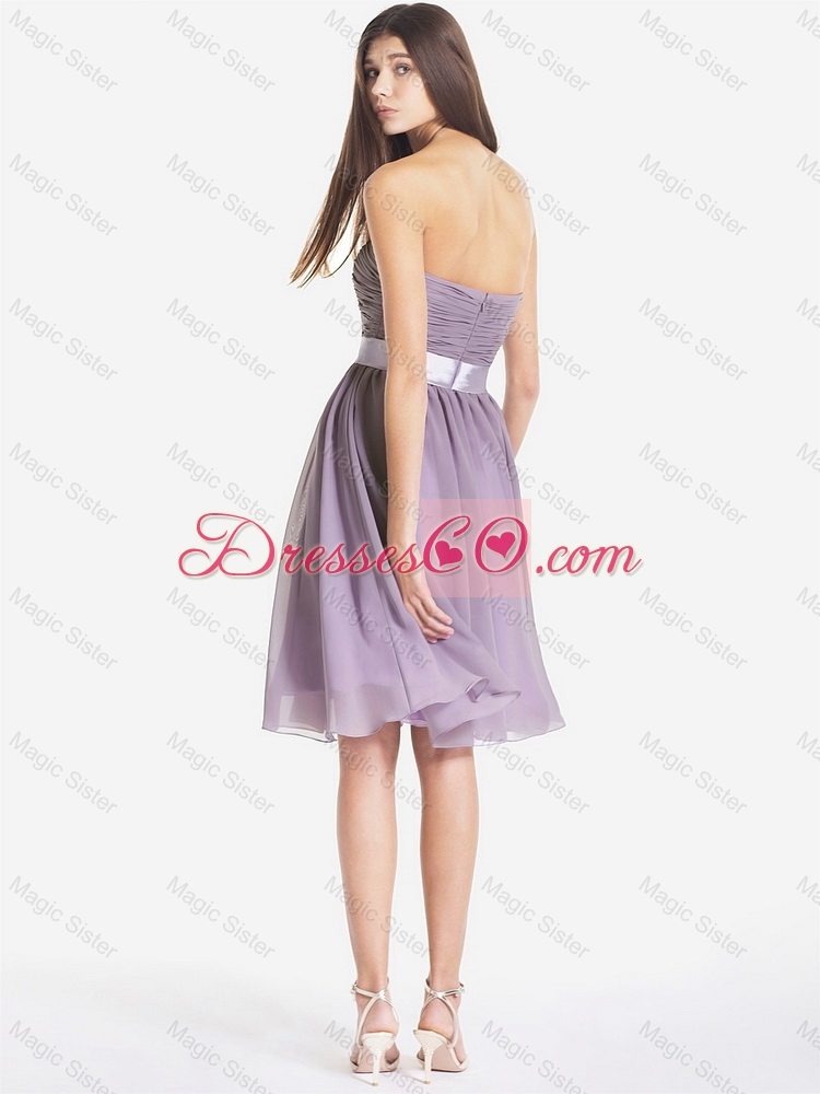Exquisite Strapless Short Prom Dress with Belt and Ruching