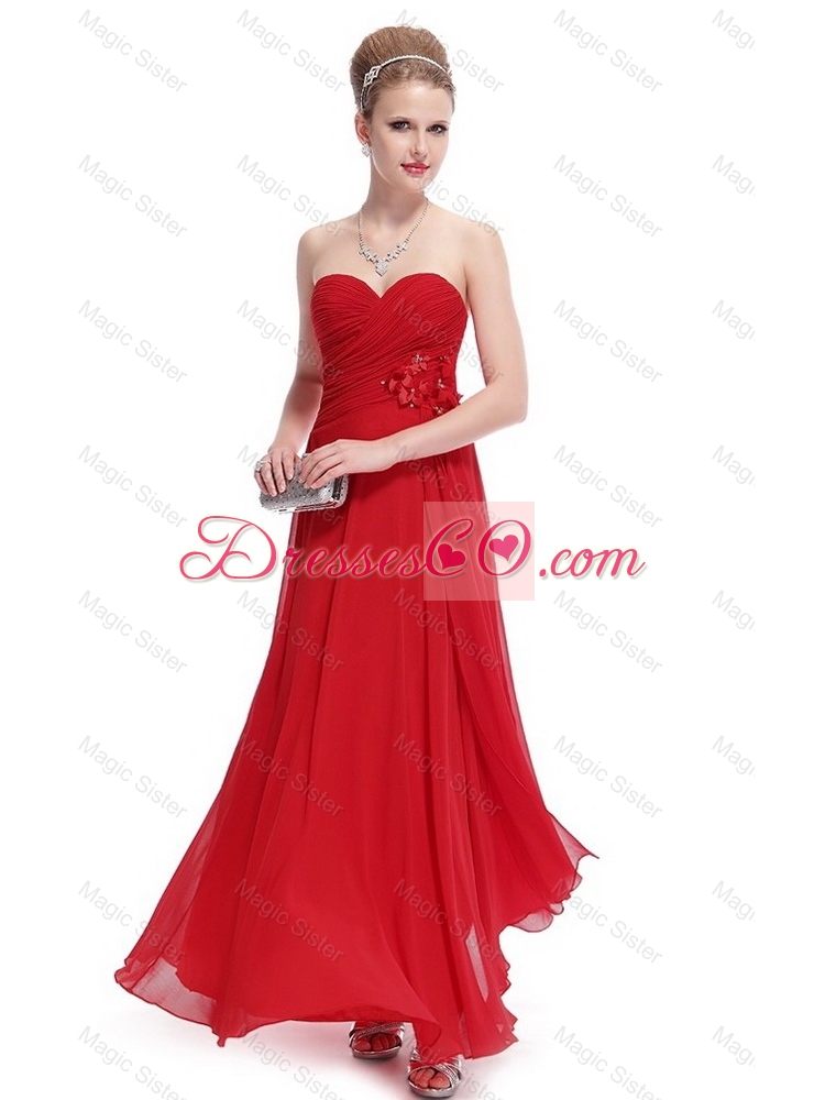 Gorgeous Ruched Red Prom Dress with Appliques