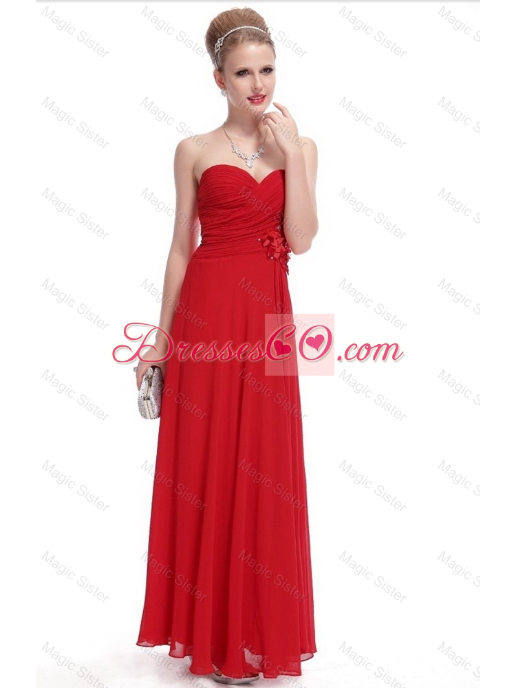 Gorgeous Ruched Red Prom Dress with Appliques