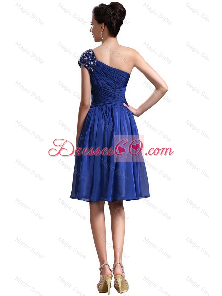 New Style One Shoulder Short Prom Dress in Royal Blue
