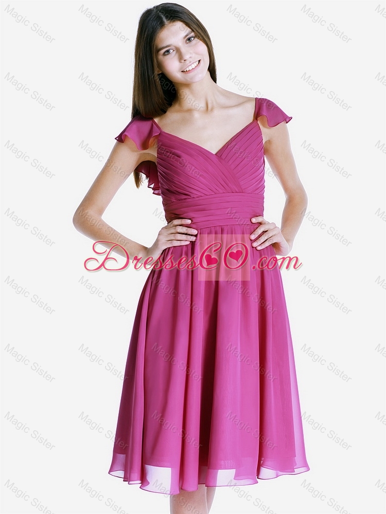 Perfect Gorgeous Exclusive V Neck Ruching and Pleats Short Prom Dresses