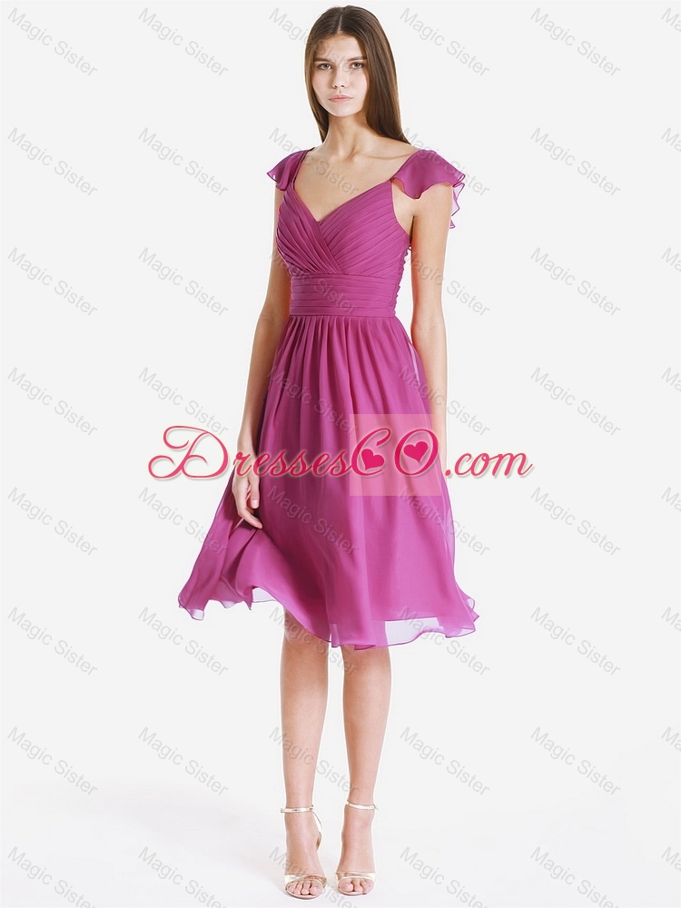 Perfect Gorgeous Exclusive V Neck Ruching and Pleats Short Prom Dresses