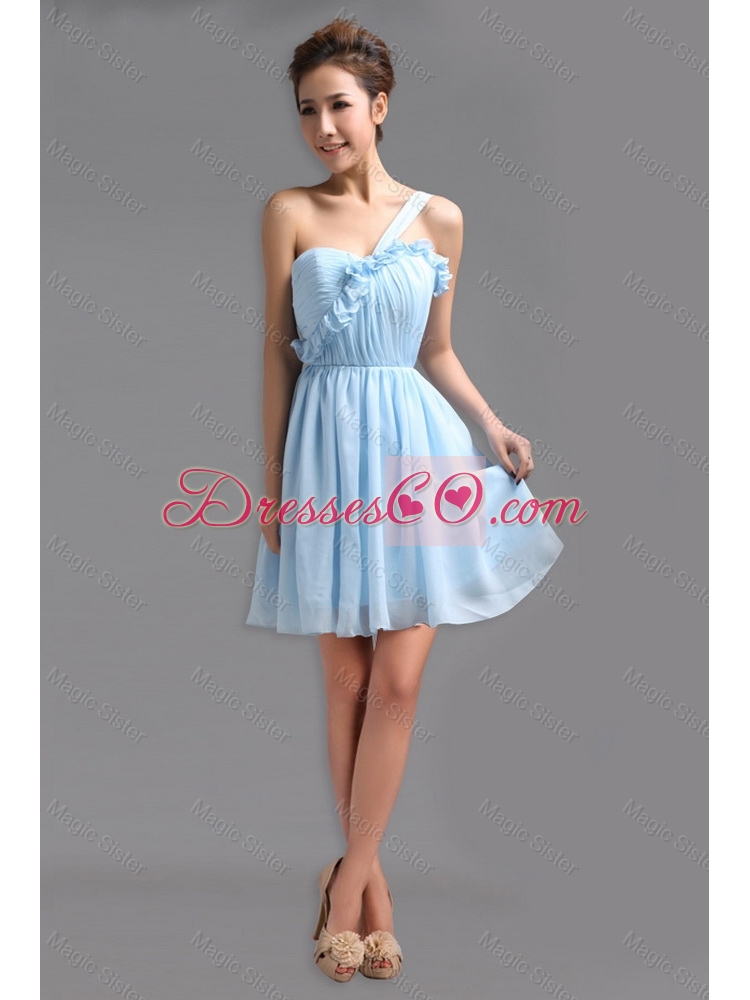 Perfect One Shoulder Ruching Short Prom Gowns for Holiday