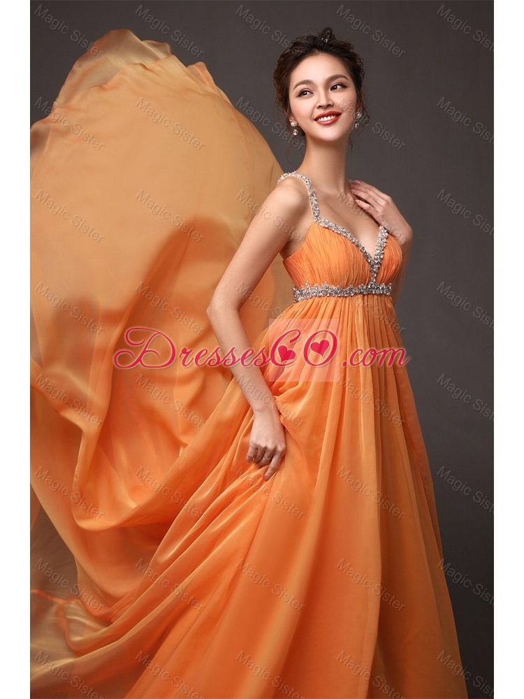 Classical Luxurious Fashionable Court Train Prom Gown with Beading and Ruching