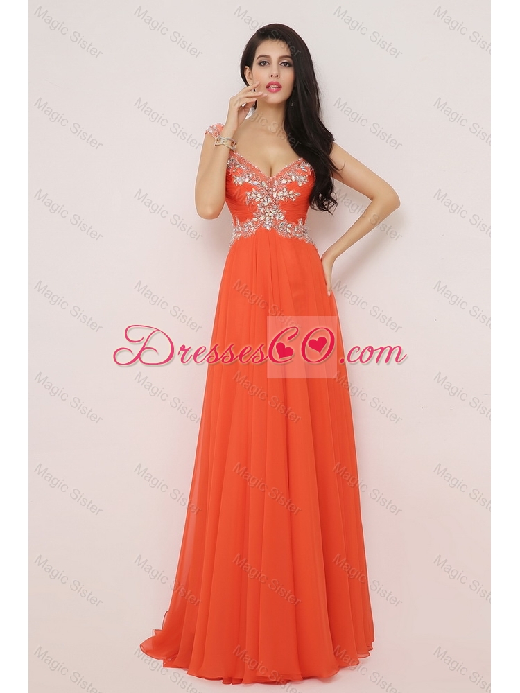 Classical Luxurious New Arrivals Brush Train Prom Dress with High Slit and Beading