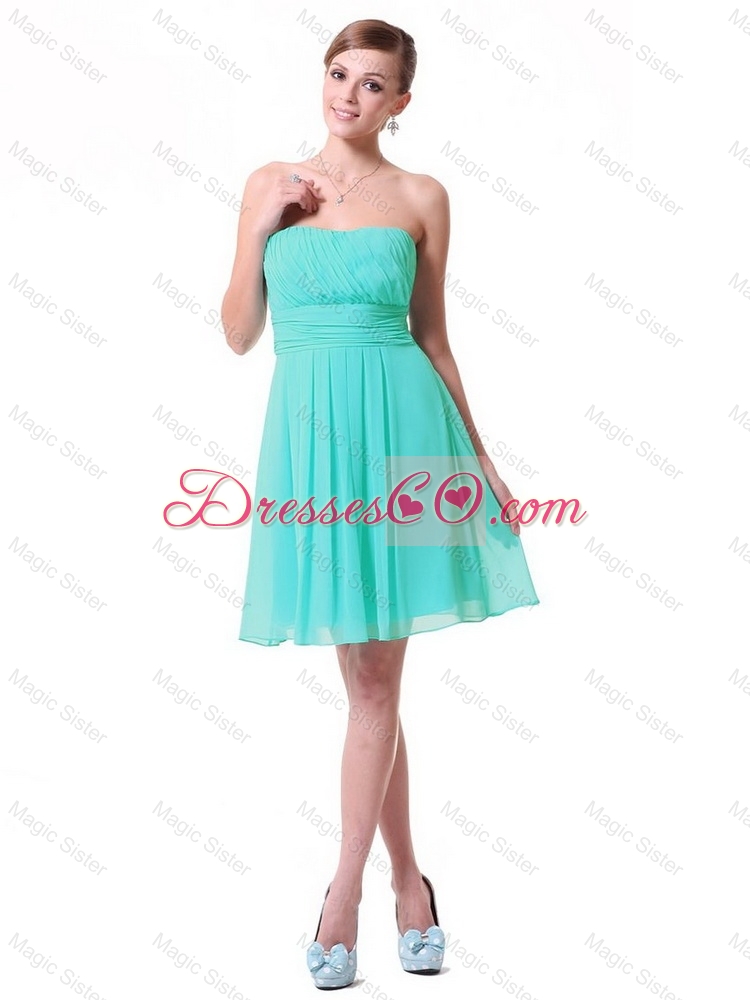 Cheap Lovely Discount Strapless Mini Length Prom Dress in Turquoise