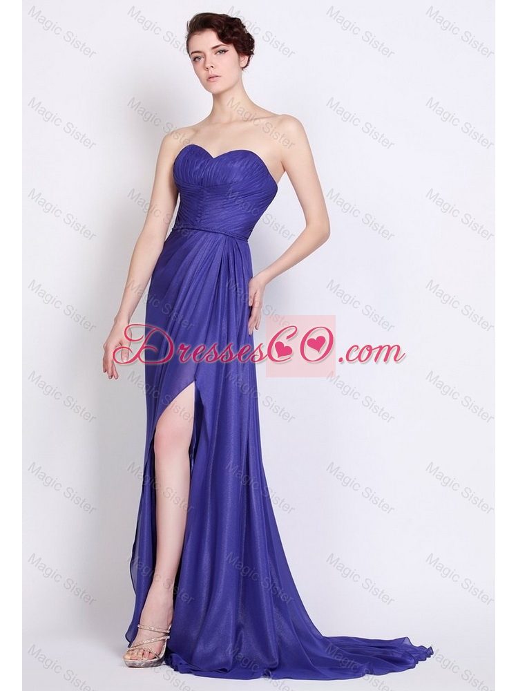 Cheap Lovely Luxurious High Slit Prom Dress in Royal Blue