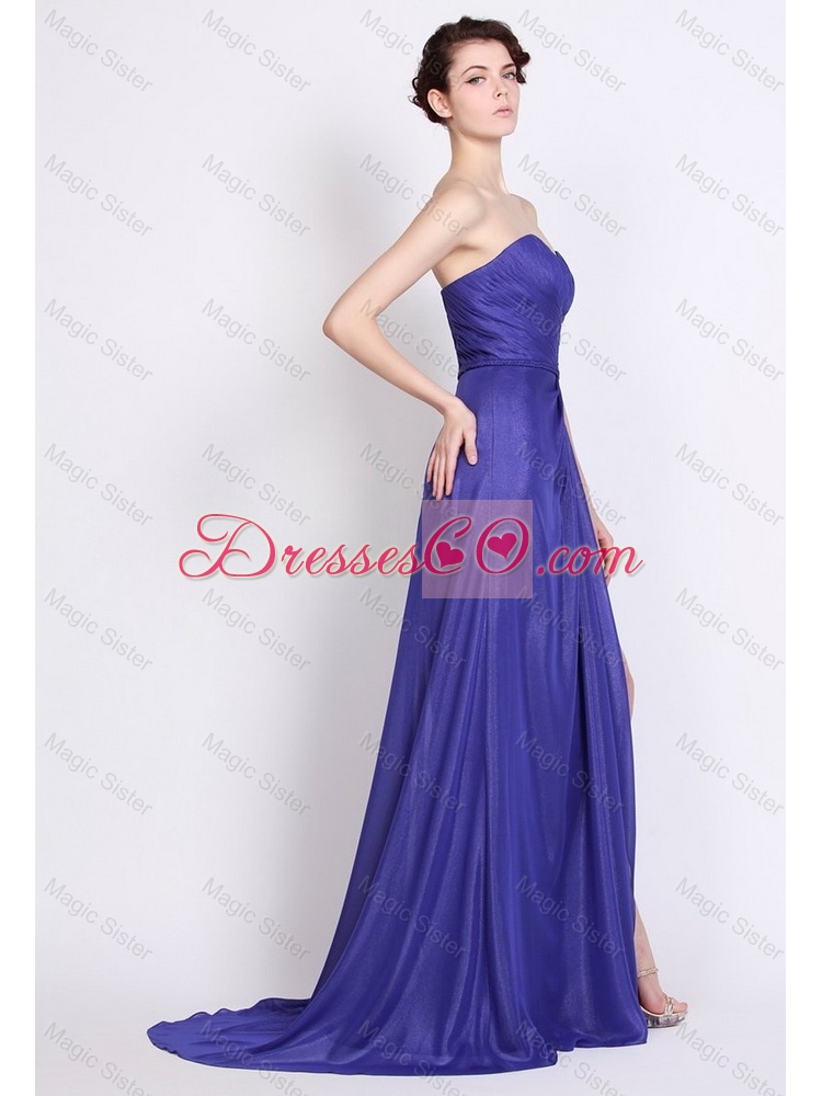 Cheap Lovely Luxurious High Slit Prom Dress in Royal Blue