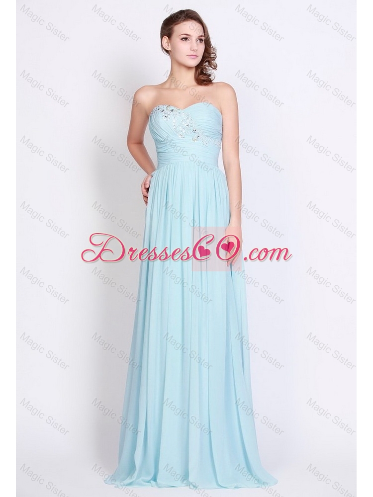 Cheap Lovely Popular Light Blue Brush Train Prom Dress with Side Zipper