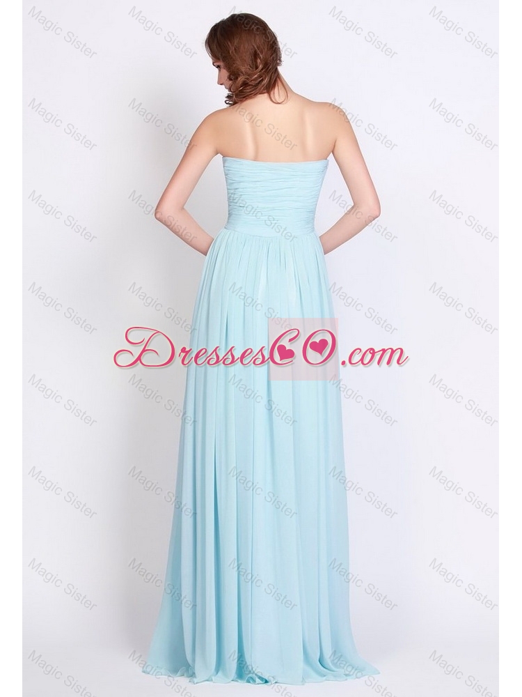 Cheap Lovely Popular Light Blue Brush Train Prom Dress with Side Zipper