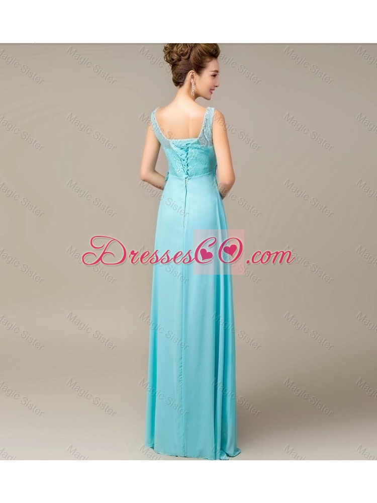 Discount Elegant Discount Lace Up Appliques and Laced Prom Dress in Aqua Blue Color