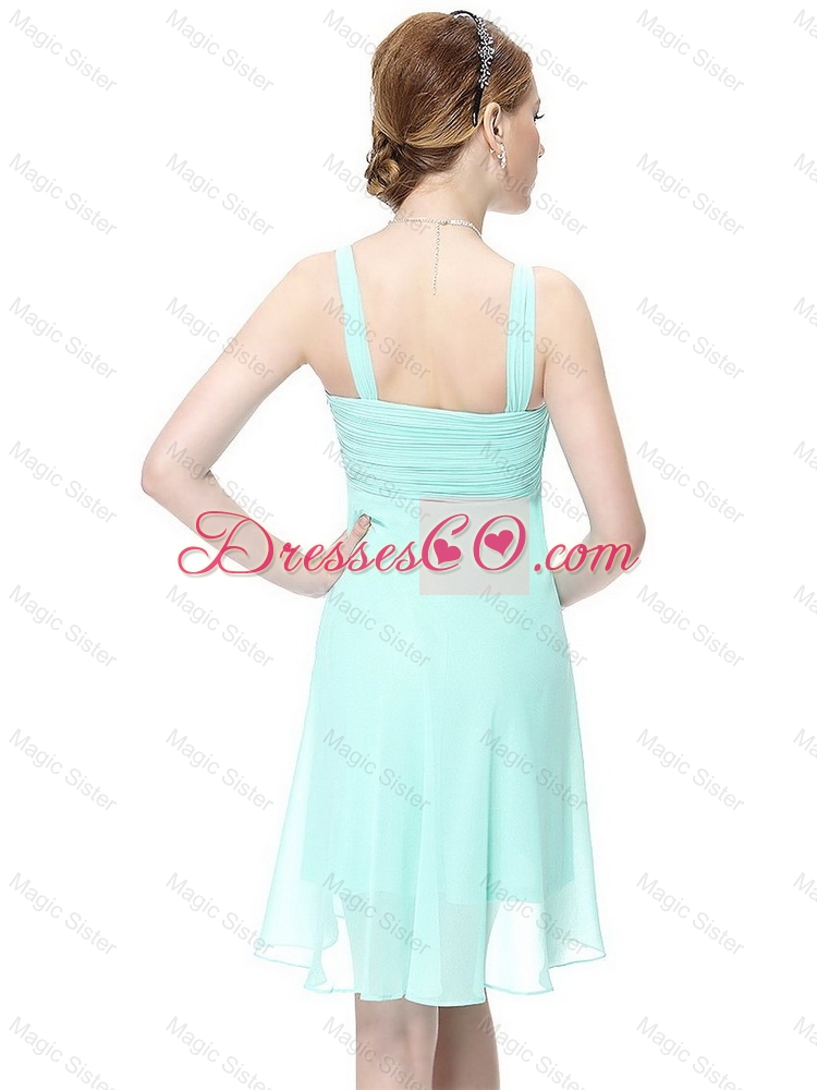 Elegant Discount New Style Short Hand Made Flowers Prom Dress with Straps