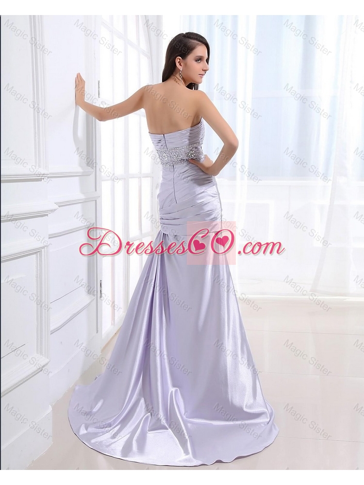 Gorgeous Exclusive Beautiful Column Elastic Woven Satin Prom Dress with Beading