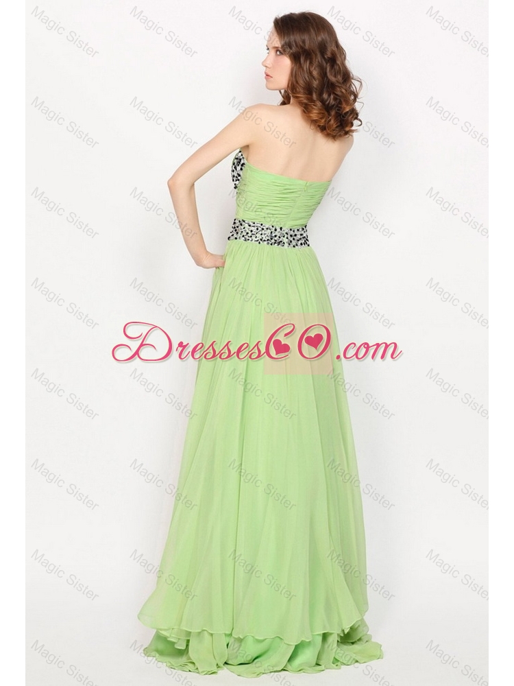 Gorgeous Exclusive Hot Sale Strapless Brush Train Prom Dress in Apple Green