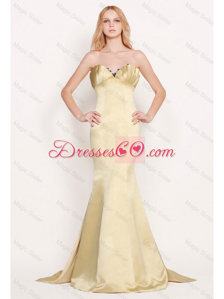 Latest Mermaid Gold Prom Dress with Brush Train