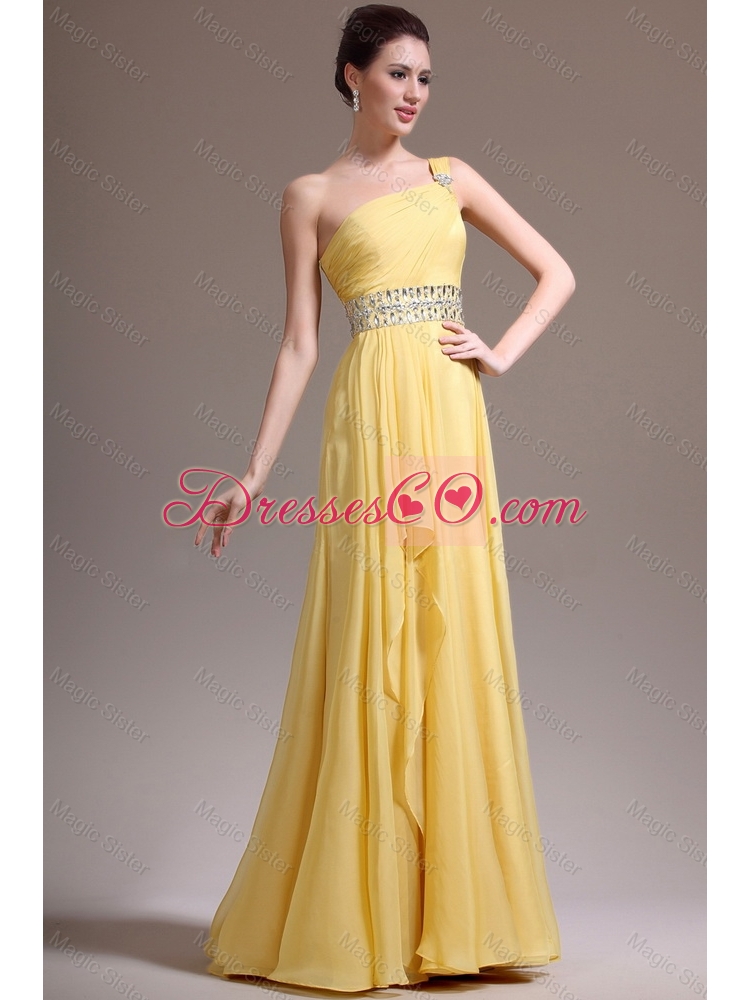 Beautiful Empire One Shoulder Prom Dress with Beading