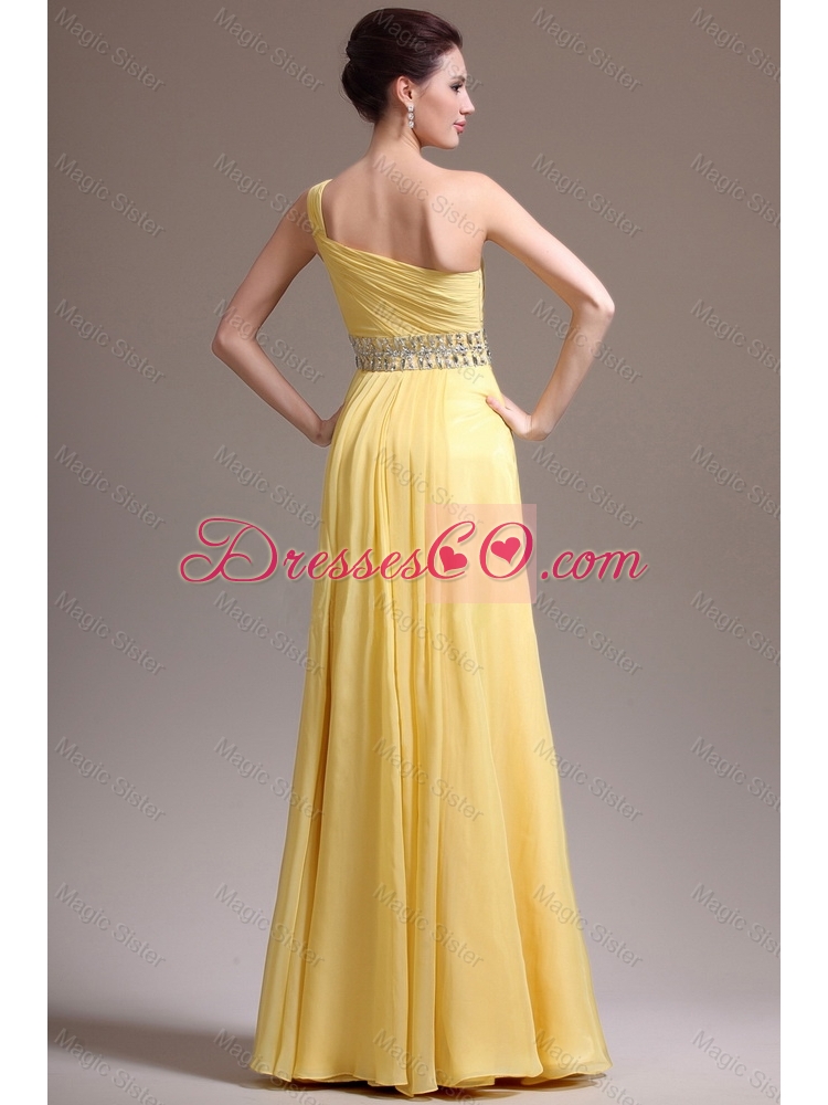 Beautiful Empire One Shoulder Prom Dress with Beading