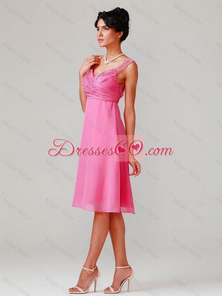 Gorgeous Exclusive Brand New Straps Ruching Short Prom Dress in Hot Pink