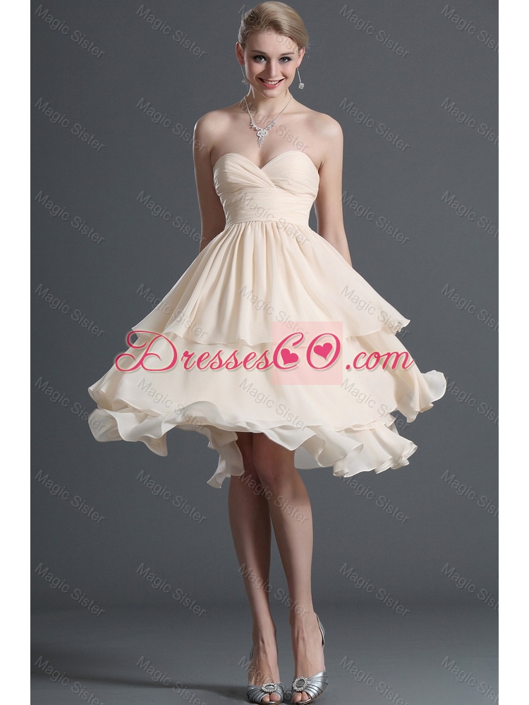 Summer Fashionable Ruching Short Prom Dress in Champagne