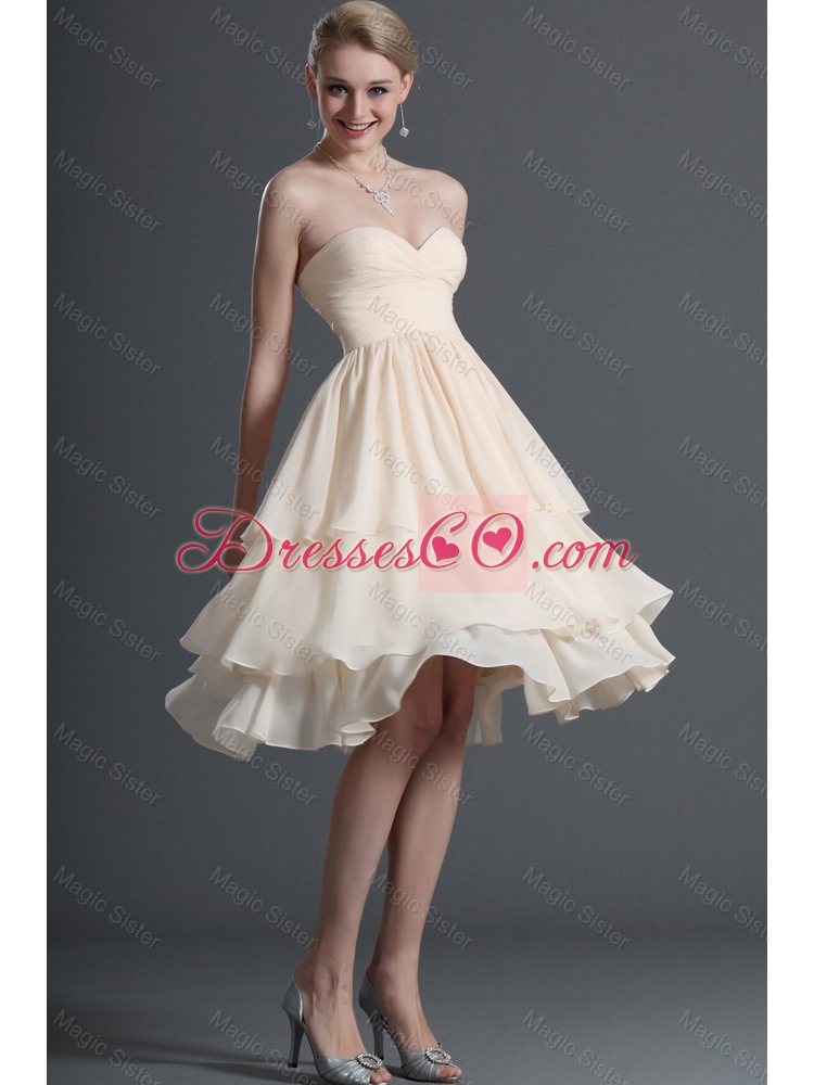 Summer Fashionable Ruching Short Prom Dress in Champagne