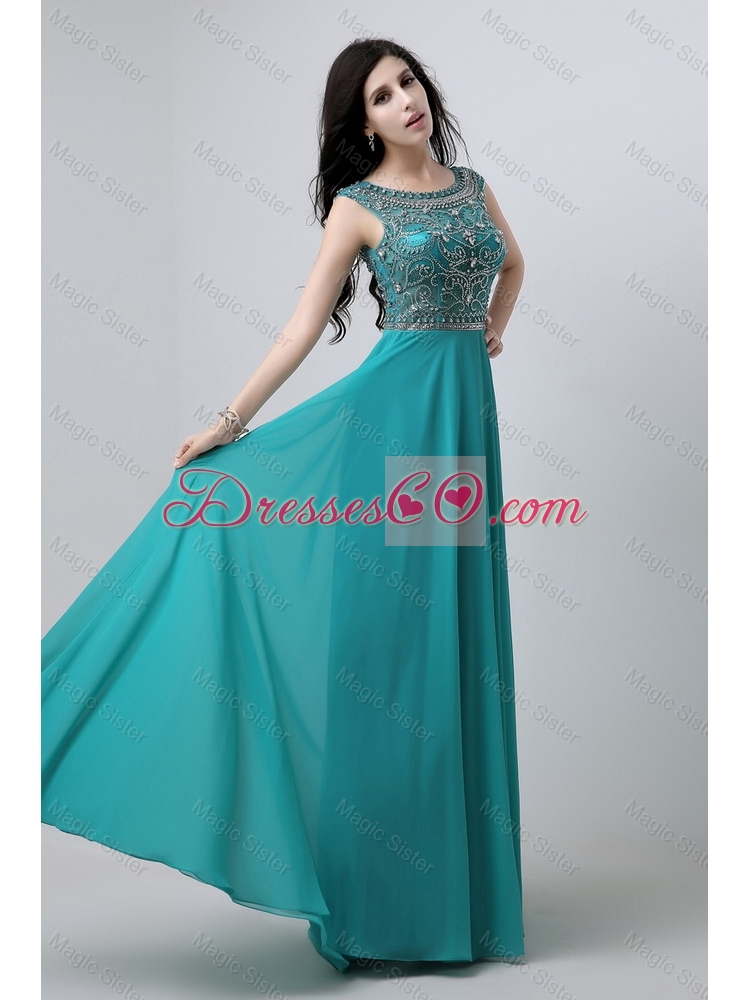 Discount Bateau Floor Length Prom Dress with Beading