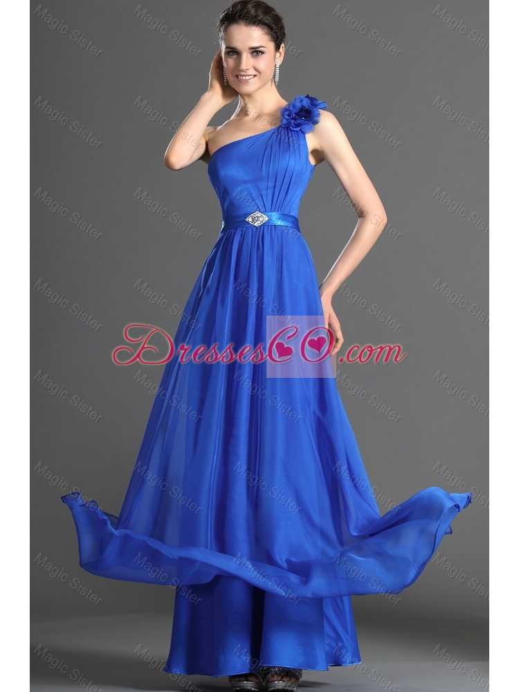 Luxurious Beading and Hand Made Flowers Prom Dress in Blues