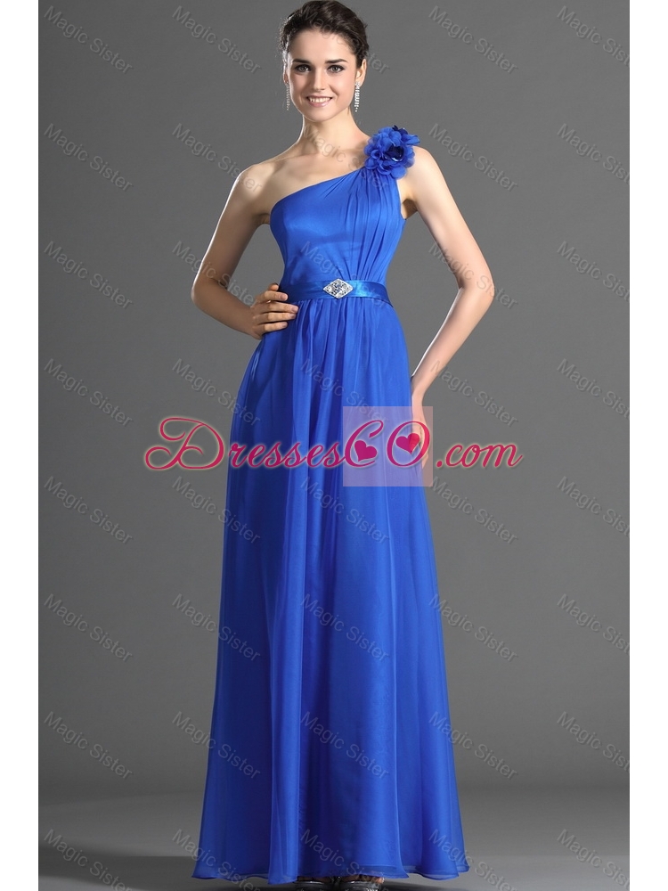 Luxurious Beading and Hand Made Flowers Prom Dress in Blues