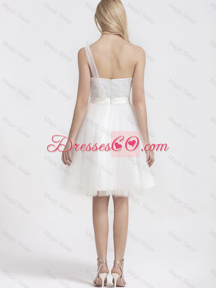New Style Knee Length One Shoulder Prom Gowns in White