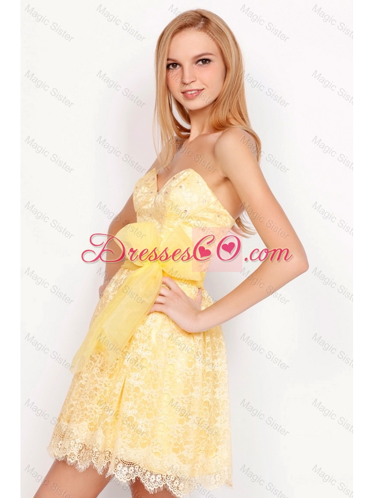 Pretty Short Lace Prom Dress with Belt