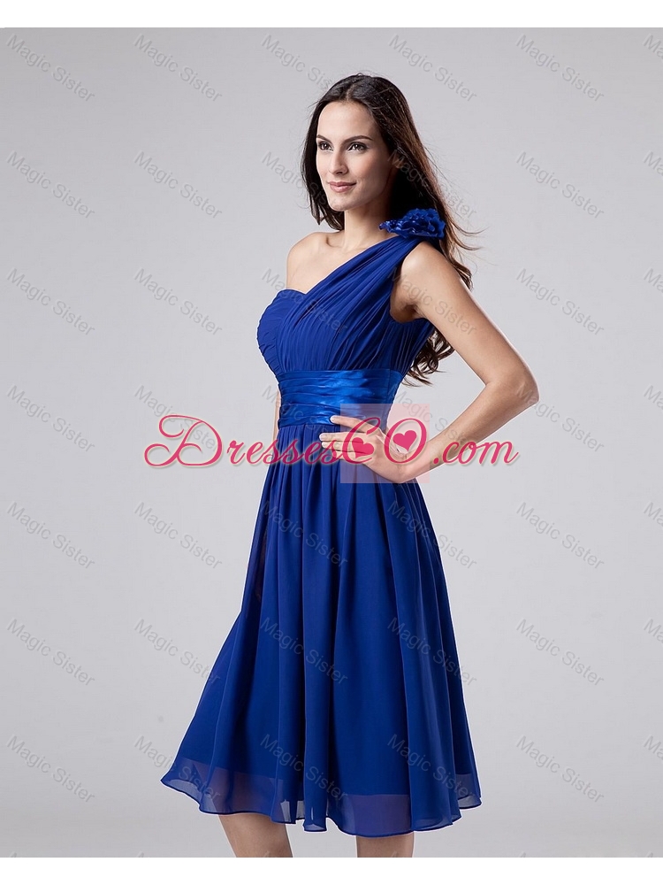 Wonderful One Shoulder Belt Short Prom Dress in Royal Blue