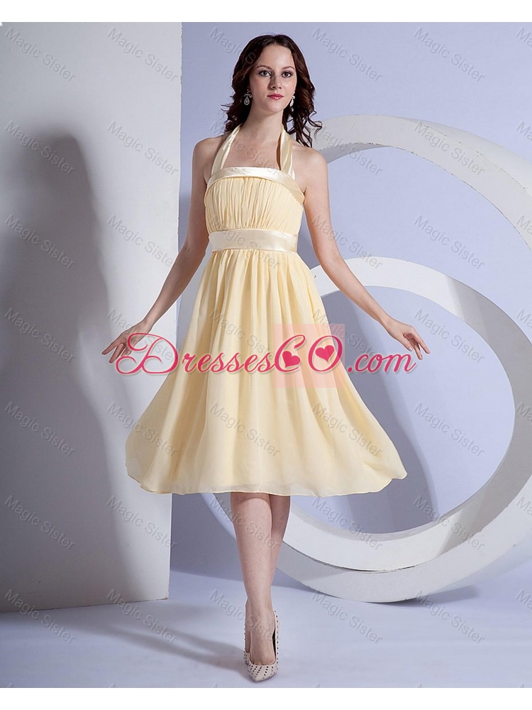 Brand New Halter Top Short Prom Dress in Yellow