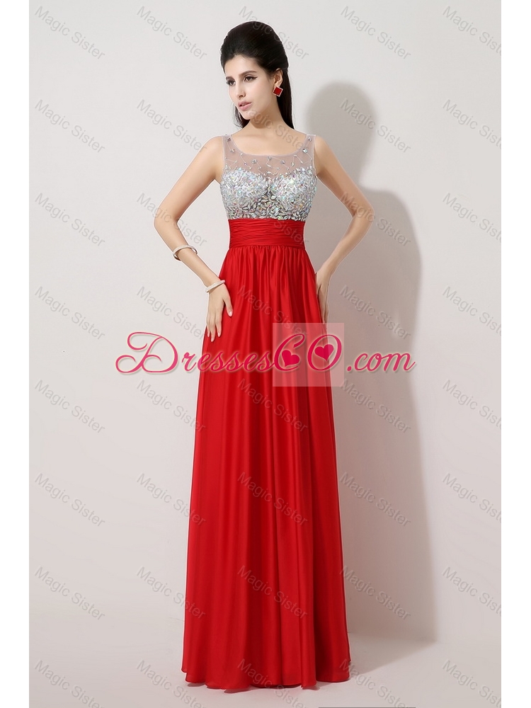 Fashionable Side Zipper Red Prom Dress with Scoop
