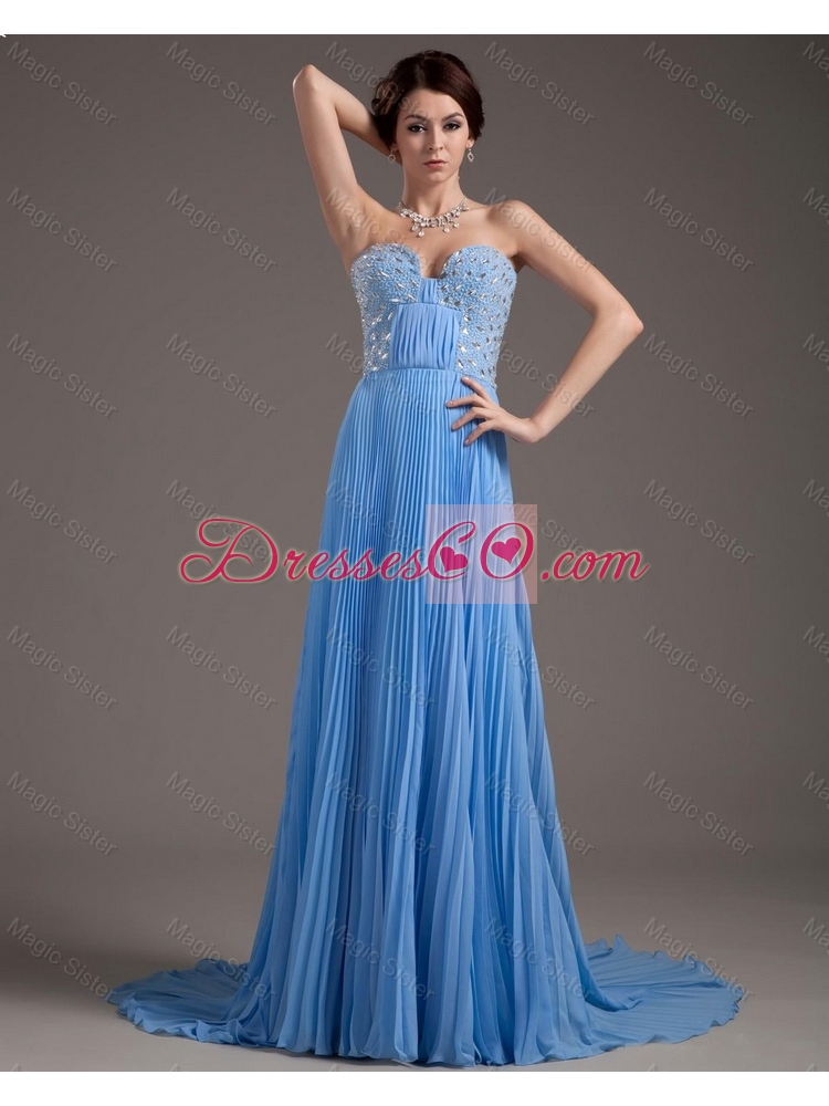 Gorgeous Exclusive Discount Brush Train Prom Dress in Baby Blue