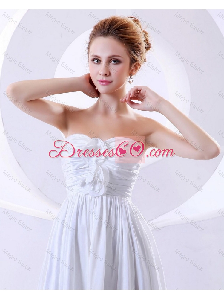 Gorgeous Exclusive Elegant Hand Made Flowers Empire Prom Dress in White