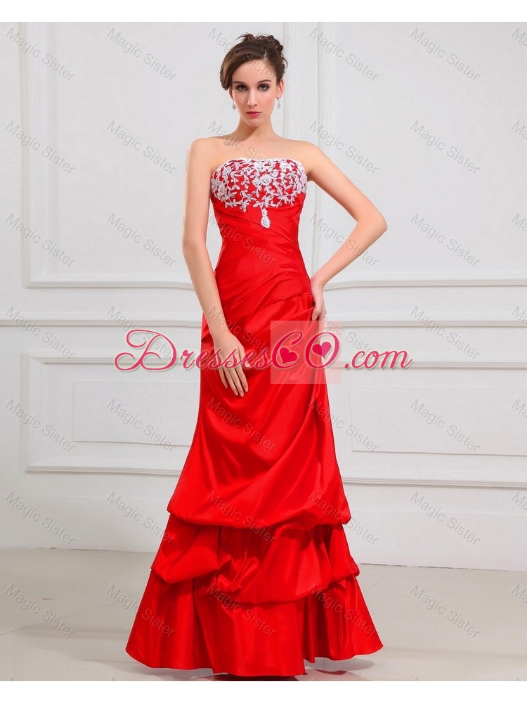 Gorgeous Exclusive Luxurious Column Strapless Appliques Prom Dress in Red