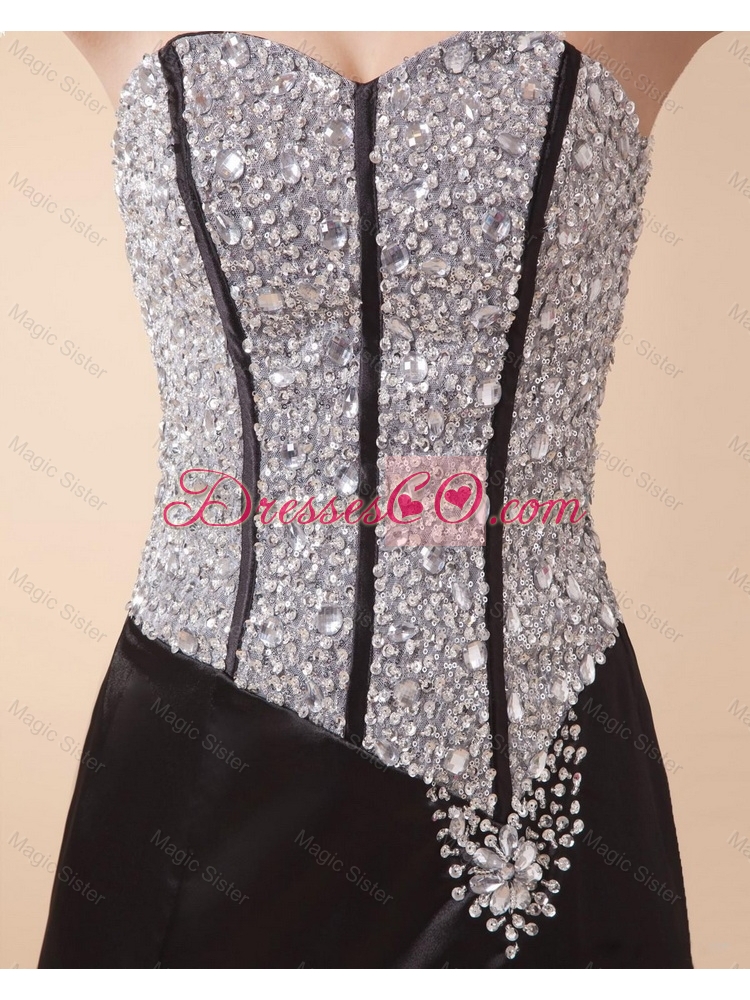Fashionable Column Beaded Prom Dress with High Slit